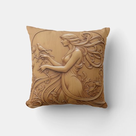 Wood carving effect Throw Cushion Kissen (Vorderseite)