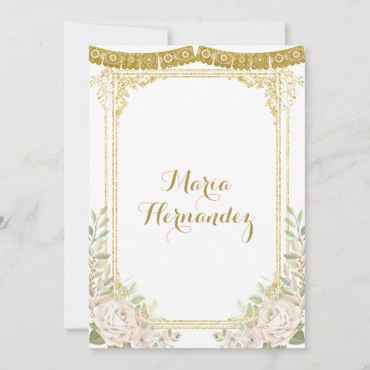 Wood Charro White Charra Quinceanera Einladung (Rückseite)