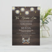 Wood Christian Religious Wedding Invitation Einladung (Stehend Vorderseite)