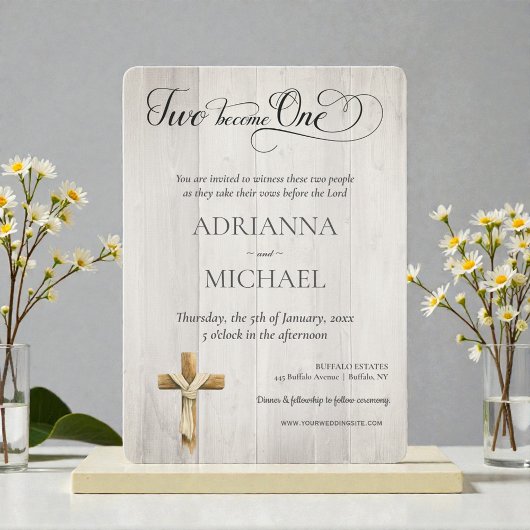 Wood Christian Two Become One Einladung