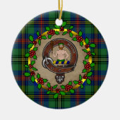 Wood Clan Abzeichen & Tartan Personalisierte Weihn Keramik Ornament (Vorne)