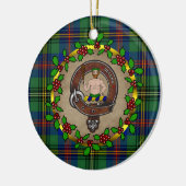 Wood Clan Abzeichen & Tartan Personalisierte Weihn Keramik Ornament (Links)