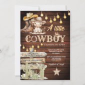 Wood Cowboy Boots & Cactus Baby Shower Einladung (Vorderseite)