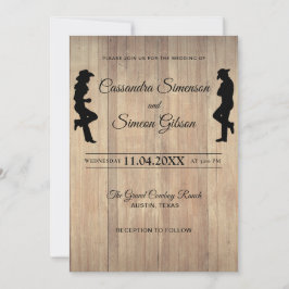 Wood Cowboy, Cowgirl Rustic Wedding Day Einladung