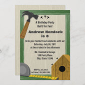 Wood Craft Gebäude Spaß Geburtstag Einladung (Vorne/Hinten)