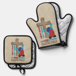 Wood Cross Cuz zählt Gospel-T - Shirt Ofenhandschuh & Topflappen-Set