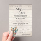 Wood Cross Floral Christian Two Become One Acryleinladungen (Insitu (Handheld))