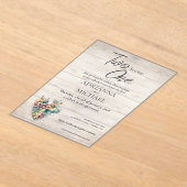 Wood Cross Floral Christian Two Become One Acryleinladungen (Ablage )