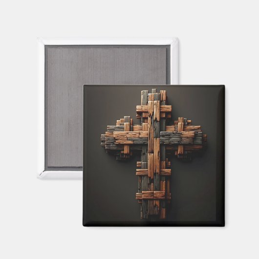 Wood Cross Magnet (Vorderseite/Rückseite)