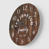 Wood Custom Family Name Rustic Farmhouse Große Wanduhr (Winkel)