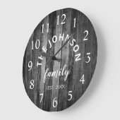 Wood Custom Family Name Rustic Farmhouse Große Wanduhr (Winkel)