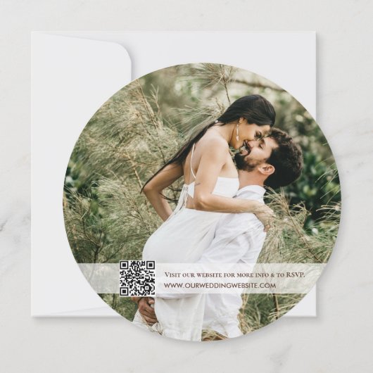 Wood Custom Foto QR Code Einzigartig Rustikale Hoc Einladung (Rückseite)