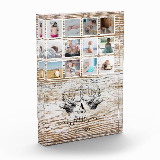 Wood Deer Baby's First Year Foto Collage (Links)