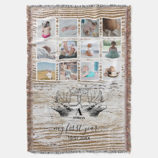 Wood Deer Baby's First Year Foto Collage Decke (Vorderseite Vertikal)