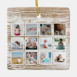 Wood Deer Baby's First Year Foto Collage Keramikornament