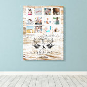 Wood Deer Baby's First Year Foto Collage Leinwanddruck (Insitu (Holzboden))