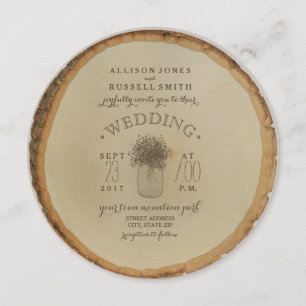 Wood Disk Inspiriert Gipskraut Hochzeit Einladung