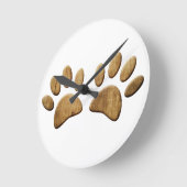 Wood Dog Paw Print Runde Wanduhr (Winkel)