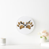Wood Dog Paw Print Runde Wanduhr (Zuhause)