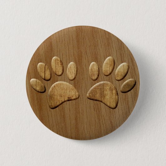 Wood Dog Paw Prints Button (Vorderseite)