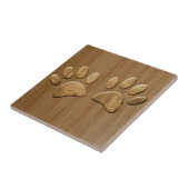 Wood Dog Paw Prints Fliese (Seite)