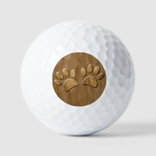 Wood Dog Paw Prints Golfball (Vorderseite)