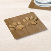 Wood Dog Paw Prints Rechteckiger Pappuntersetzer (angewinkelt)