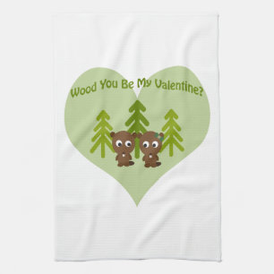 Wood du mein Valentine bist Geschirrtuch