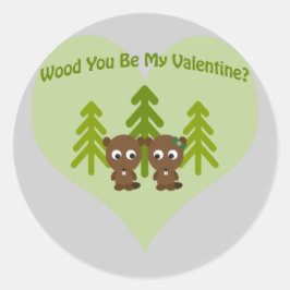 Wood du mein Valentine bist Runder Aufkleber