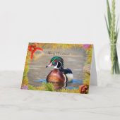 Wood Duck Drake Christmas Card Karte (Vorderseite)