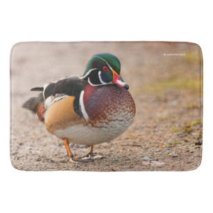 Wood Duck Drake on Gravel Badematte