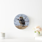 Wood Duck Male on log in wetland Runde Wanduhr (Zuhause)