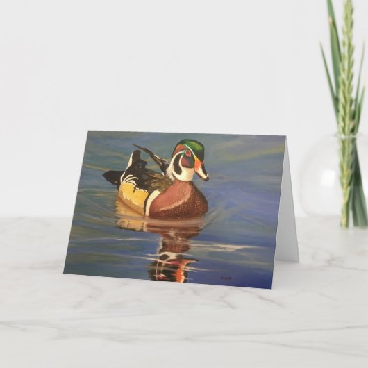Wood Duck on Water Blank Greeting Card Karte (Vorderseite)