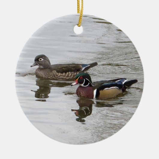 Wood Duck Pair Keramikornament (Vorne)