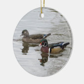 Wood Duck Pair Keramikornament (Links)