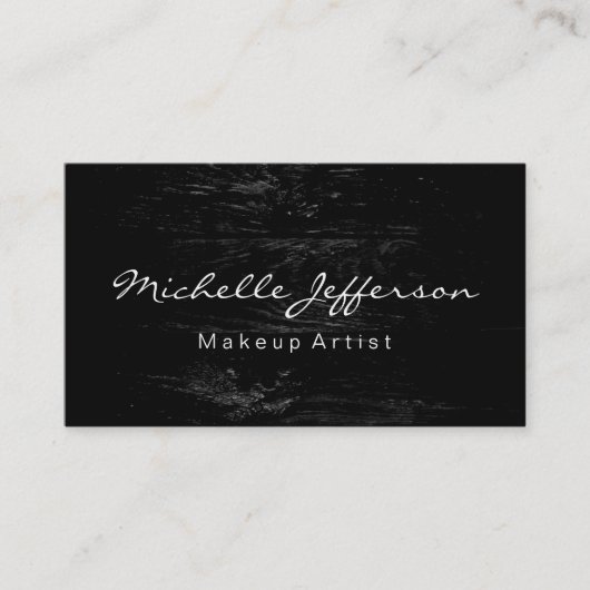Wood Effect Makeup Artist Script Business Card Visitenkarte (Vorderseite)