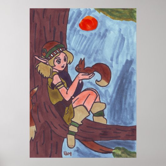 Wood Elf With Squirrel Poster (Vorne)