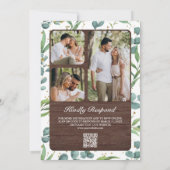 Wood Eucalyptus Photo Collage QR Code Wedding Einladung (Rückseite)