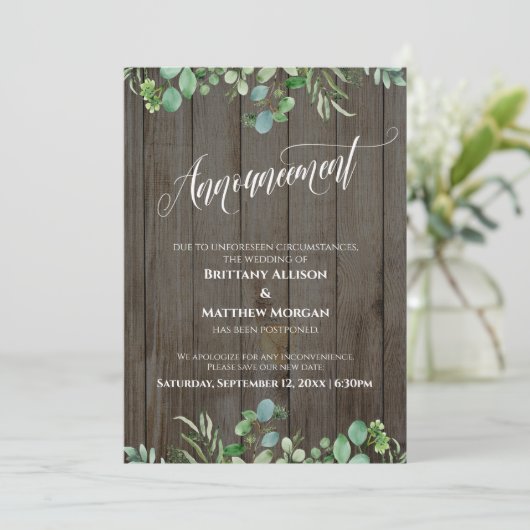 Wood & Eukalyptus - Ankündigung einer Hochzeit (Stehend Vorderseite)