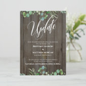Wood & Eukalyptus - Hochzeitsaktualisierungskarte Einladung (Stehend Vorderseite)