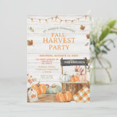 Wood Fall Harvest Party Pumpkin Church Picnic Einladung (Stehend Vorderseite)