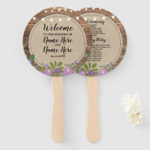 Wood Floral Hochzeitsprogramm Blume Hand Fan