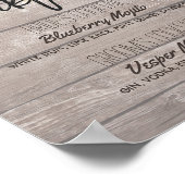 Wood floral Wedding Signature Cocktail Drink Menü Poster (Ecke)