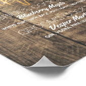 Wood floral Wedding Signature Cocktail Drink Menü Poster (Ecke)