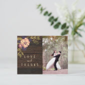 Wood Foto Wedding Vielen Dank Postkarte (Stehend Vorderseite)