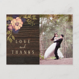 Wood Foto Wedding Vielen Dank Postkarte