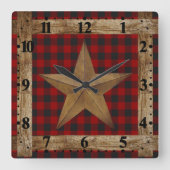 Wood frame and star quadratische wanduhr (Vorderseite)