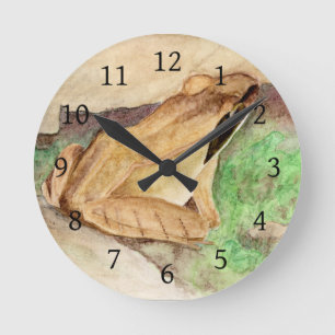 Wood Frog Watercolor Runde Wanduhr