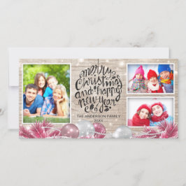 Wood frohe Weihnachten Glück Neujahr Gruß Foto