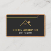 Wood Grain Black Gold Builder Contractor QR Code Visitenkarte (Vorderseite)